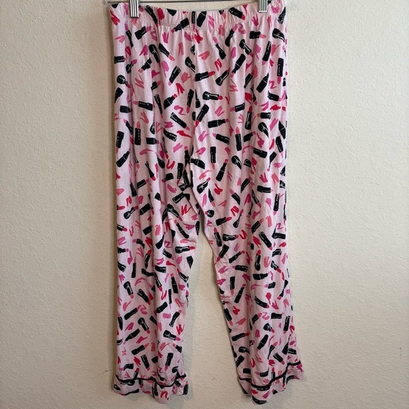 Kate Spade Barbie pink black lipstick pajama set size medium - Picture 8 of 8